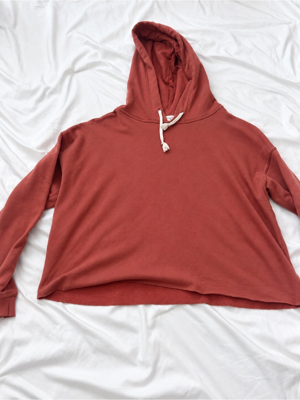 Treasure & Bond Rust Red Pullover Hoodie with Cream Drawcord